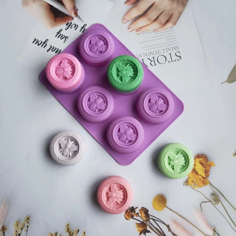 DIY apļveida bišu silikona ziepju veidne ar rokām darināta sveču izgatavošanas komplekts 3D lapu bišu formas šokolādes konditorejas izstrādājumu kūkas dekorēšanai cepšanas rīki