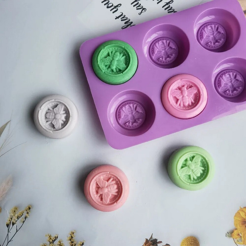 DIY apļveida bišu silikona ziepju veidne ar rokām darināta sveču izgatavošanas komplekts 3D lapu bišu formas šokolādes konditorejas izstrādājumu kūkas dekorēšanai cepšanas rīki