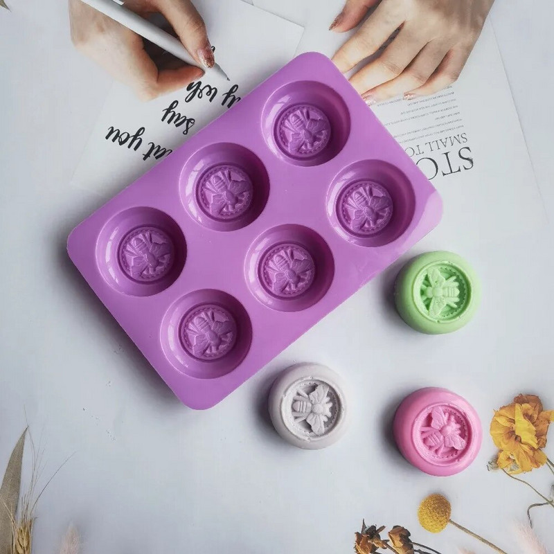 DIY apļveida bišu silikona ziepju veidne ar rokām darināta sveču izgatavošanas komplekts 3D lapu bišu formas šokolādes konditorejas izstrādājumu kūkas dekorēšanai cepšanas rīki