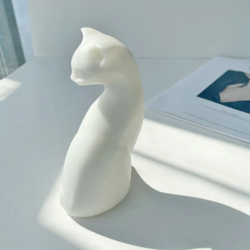 Didelė abstrakti katės silikoninė žvakių forma „pasidaryk pats“ aromaterapinis gipso muilo dervos formos amatai, vestuvių namų dekoravimo dovanos