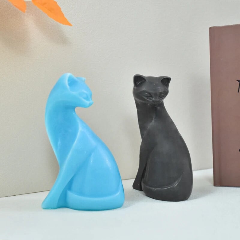 Didelė abstrakti katės silikoninė žvakių forma „pasidaryk pats“ aromaterapinis gipso muilo dervos formos amatai, vestuvių namų dekoravimo dovanos
