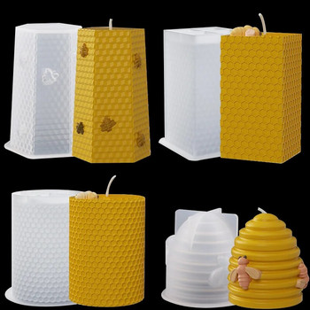 Направи си сам форма за свещ с пчелна пита Ароматерапевтична свещ за гипсова форма за 3D кошер от силиконова смола за сапун, ръчно изработена декорация за домашни занаяти