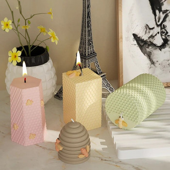Направи си сам форма за свещ с пчелна пита Ароматерапевтична свещ за гипсова форма за 3D кошер от силиконова смола за сапун, ръчно изработена декорация за домашни занаяти
