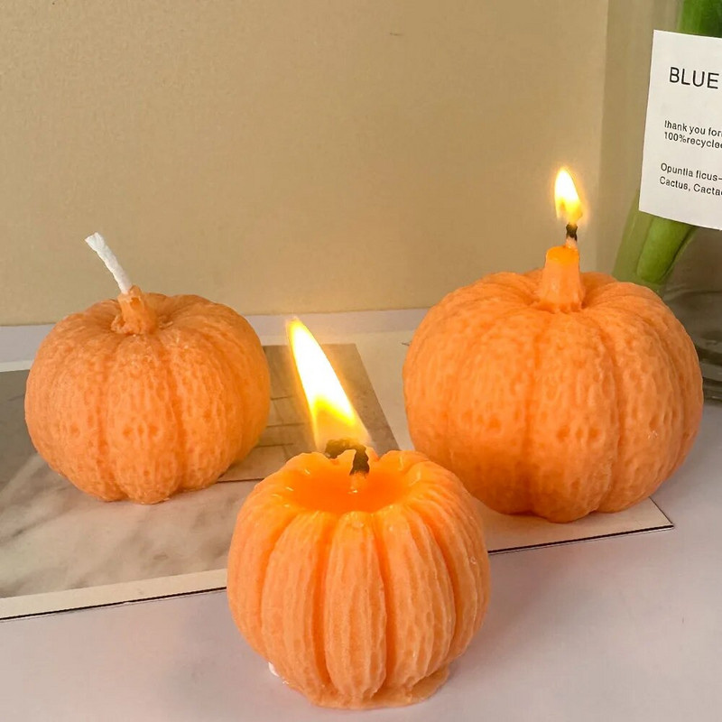 DIY ķirbju sveču silikona veidne Helovīna Lieldienu aromātu sveču izgatavošana ar rokām gatavotu ziepju ģipša veidnes Amatniecības liešanas veidnes mājas dekors