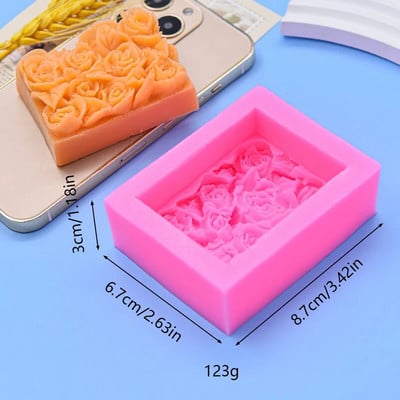 Rožių silikoninės muilo formos Rankų darbo stačiakampės kvapnios žvakių formos, skirtos „pasidaryk pats“ muilui gaminti šokolado kepimo formeles namų amatų dekoravimui