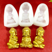 3D Buddha szilikon gyertyaforma templom Maitreya Buddha kézműves gipsz epoxigyanta készítési kellékek barkács kézzel készített gyertyakészítő készlet