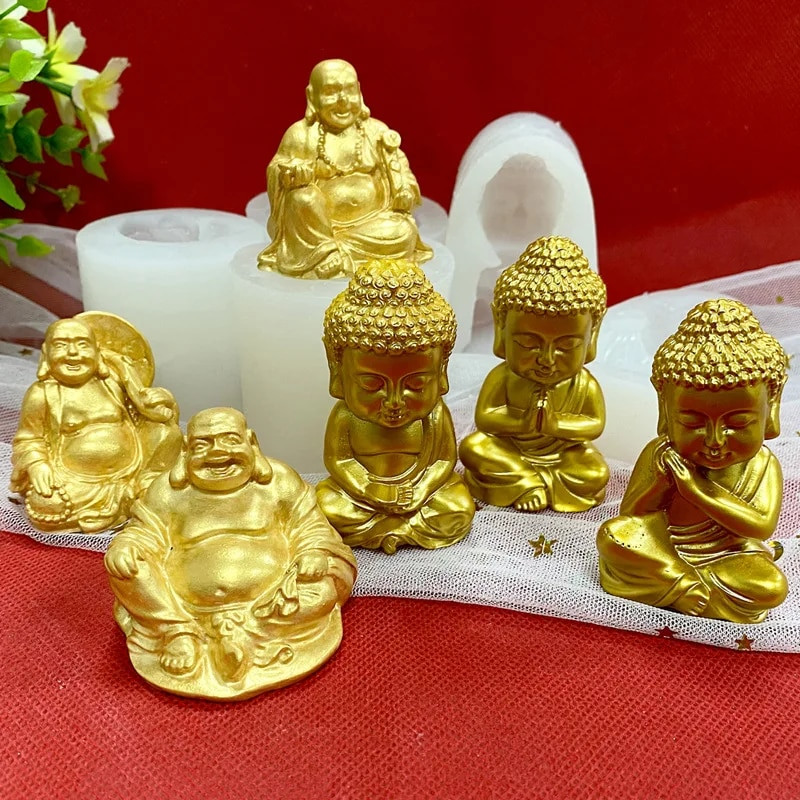 3D Buddha szilikon gyertyaforma templom Maitreya Buddha kézműves gipsz epoxigyanta készítési kellékek barkács kézzel készített gyertyakészítő készlet