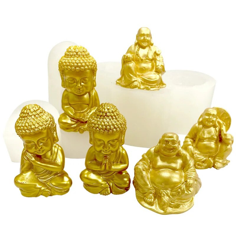 3D Buddha szilikon gyertyaforma templom Maitreya Buddha kézműves gipsz epoxigyanta készítési kellékek barkács kézzel készített gyertyakészítő készlet