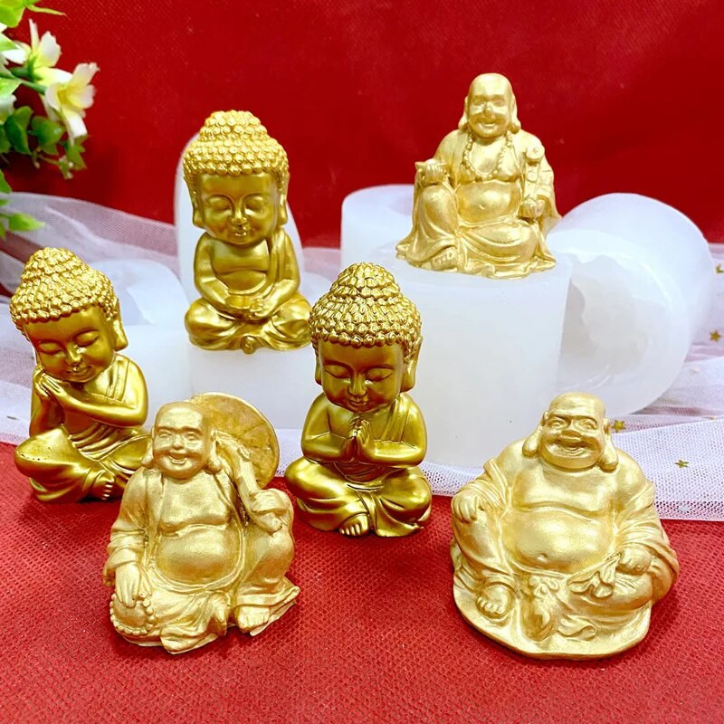 3D Buddha szilikon gyertyaforma templom Maitreya Buddha kézműves gipsz epoxigyanta készítési kellékek barkács kézzel készített gyertyakészítő készlet