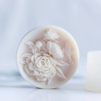 Силиконова форма за ръчно изработен сапун с кръгла форма Цветя от божур Роза Форми за приготвяне на сапун