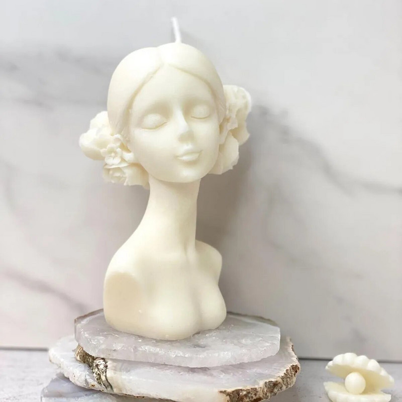 Mājas amatniecība Meiteņu silikona sveču veidnes DIY Rose ar aizsietām acīm Sieviešu aromāts Gpysum Mājas dekors Sieviešu galvas mākslas sveču veidnes