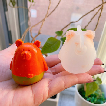 Καλούπι σιλικόνης 3D Stereo Bear DIY Καλούπι κεριού σε σχήμα ζώου Χειροποίητο σαπούνι από γύψο Προμήθειες παρασκευής Σοκολατένιο κέικ Πασχαλινό αυγό λαγουδάκι