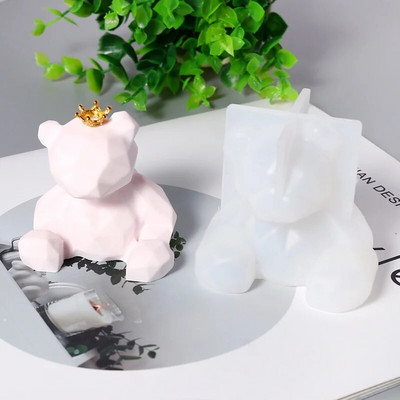 3D Stereo Urs Silicon Mucegai DIY în formă de animal Lumânare Mucegai lucrat manual săpun din gips Rechizite pentru ciocolată Tort Ou iepuraș de Paște