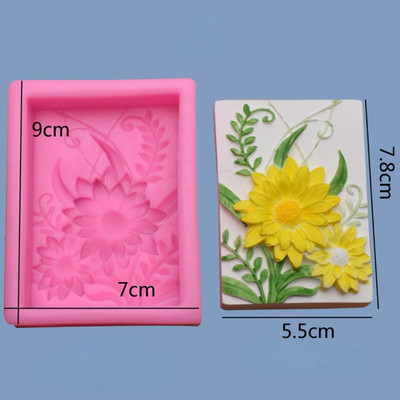 Margrietiņas lapu ziepes silikona veidne DIY augu ziedu sveču sveķu ģipša izgatavošanas rīks Taisnstūra šokolādes kūkas veidne mājas dekorēšanai