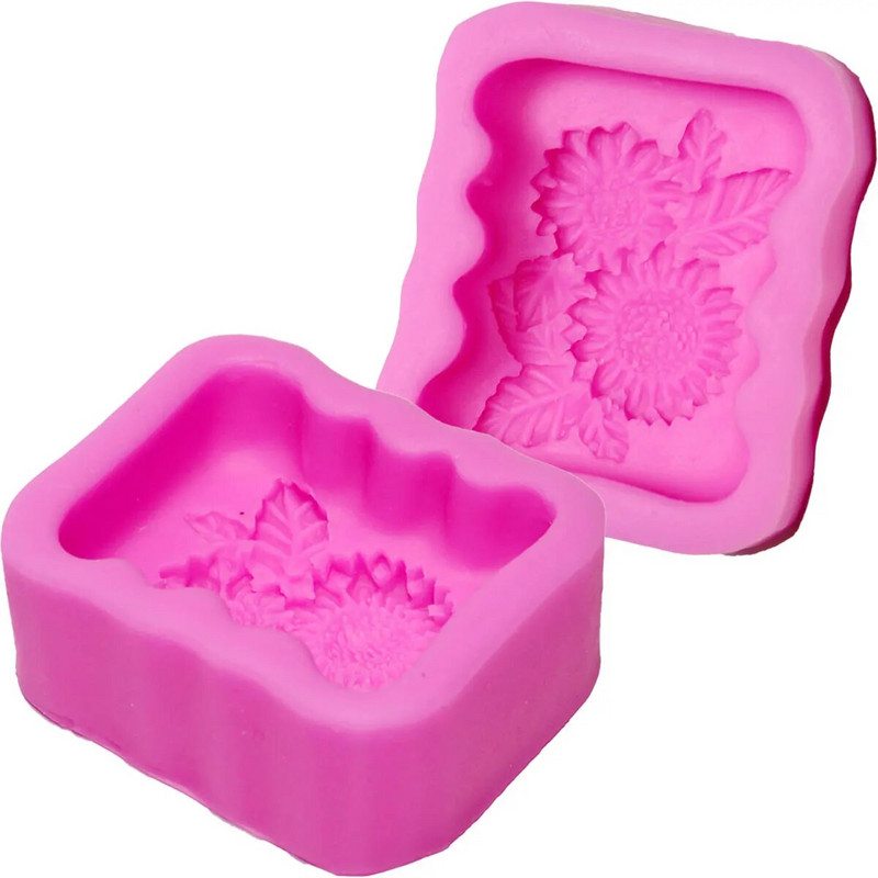 Margrietiņas lapu ziepes silikona veidne DIY augu ziedu sveču sveķu ģipša izgatavošanas rīks Taisnstūra šokolādes kūkas veidne mājas dekorēšanai