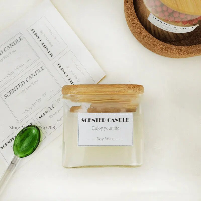 1 gab Diy kvadrātveida sveču tukšas krūzes ar lūpu radošām caurspīdīgām rokām gatavotām smaržīgām svecēm, stikla tukšām burciņām dzimšanas dienā kāzu dāvana