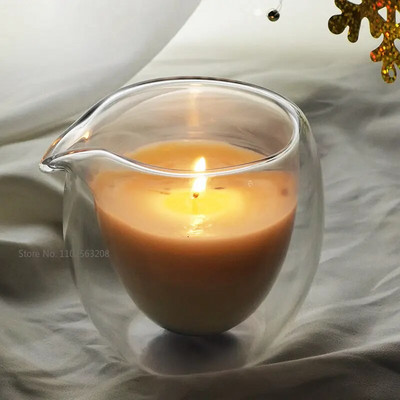 1PC Creative Transparent Diy Candle Empty Cups Double wall Ръчно изработени десертни ароматизирани свещи Стъклени празни буркани Сватбен подарък