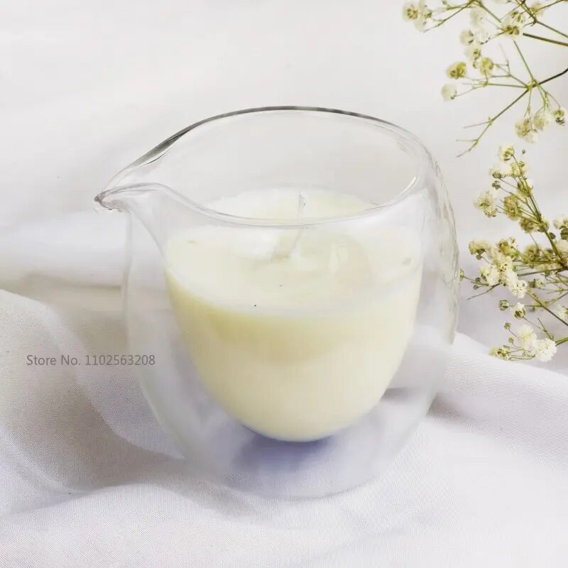 1PC Radošas Caurspīdīgas Diy Sveces Tukšas Krūzes Dubultās sienas Ar rokām darināts Deserta Aromātiskās Sveces Stikla Tukšas Burkas Kāzu dāvana