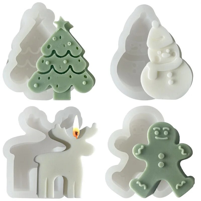 Smile piparkūku vīrs sveces silikona veidne DIY rokām darināta aromātiska sveču izgatavošana vaska pelējuma hocolate Fondant veidnes Mājas dekora dāvana