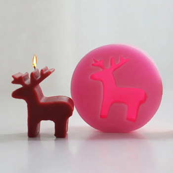 3D Mini Elk Силиконова форма за свещи Сладко Коледно животно Ароматерапия Изработване на мазилка Смола Направи си сам Шоколадова ледена торта Инструменти за печене