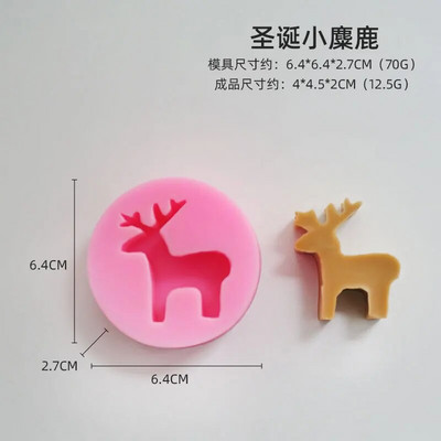 3D Mini Elk silikonski kalup za svijeće slatke božićne životinje za aromaterapiju od smole za izradu DIY čokoladnih ledenih kolača Alati za pečenje