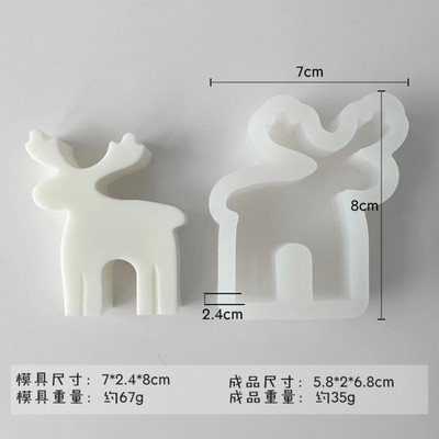3D Mini Elk silikonski kalup za svijeće slatke božićne životinje za aromaterapiju od smole za izradu DIY čokoladnih ledenih kolača Alati za pečenje