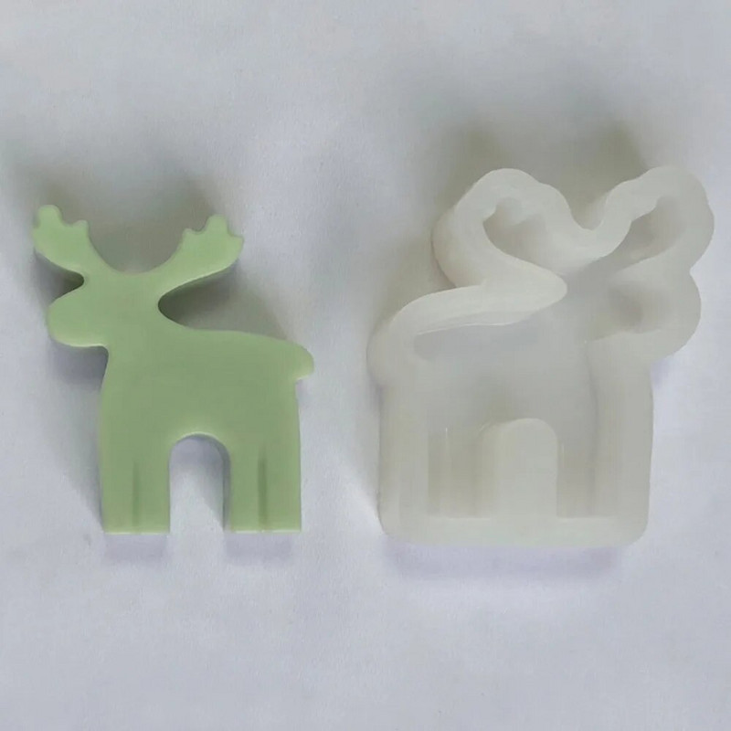 3D Mini Elk silikonski kalup za svijeće slatke božićne životinje za aromaterapiju od smole za izradu DIY čokoladnih ledenih kolača Alati za pečenje