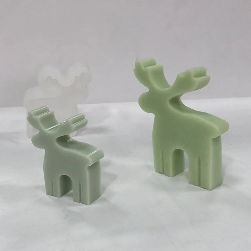 3D Mini Elk silikonski kalup za svijeće slatke božićne životinje za aromaterapiju od smole za izradu DIY čokoladnih ledenih kolača Alati za pečenje
