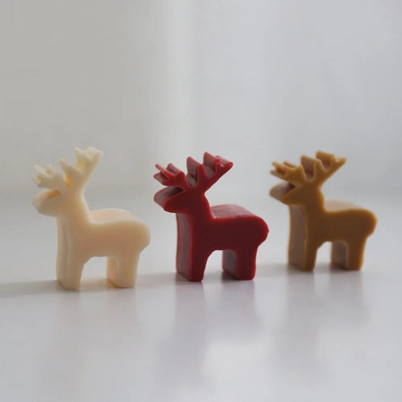 3D Mini Elk silikonski kalup za svijeće slatke božićne životinje za aromaterapiju od smole za izradu DIY čokoladnih ledenih kolača Alati za pečenje