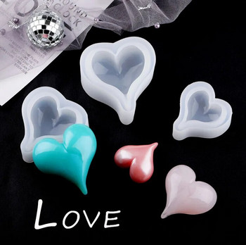 Clear Love Heart Shape Силиконова смола Течна форма Нови кристални форми за торта Направи си сам инструмент за правене на свещи Сърце Форма за сапун