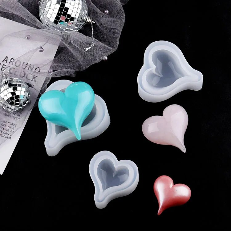 Clear Love Heart Shape Силиконова смола Течна форма Нови кристални ...