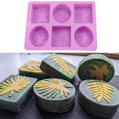 6 dobuma ovālas un kvadrātveida lapas silikona ziepju veidne DIY roku darbs aromterapijas ziepju veidošanas veidlapas ģipša sveķu sveču amatniecības veidne
