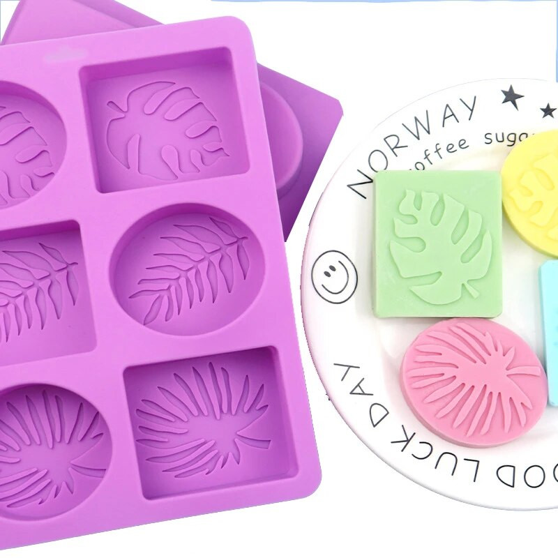 6 dobuma ovālas un kvadrātveida lapas silikona ziepju veidne DIY roku darbs aromterapijas ziepju veidošanas veidlapas ģipša sveķu sveču amatniecības veidne