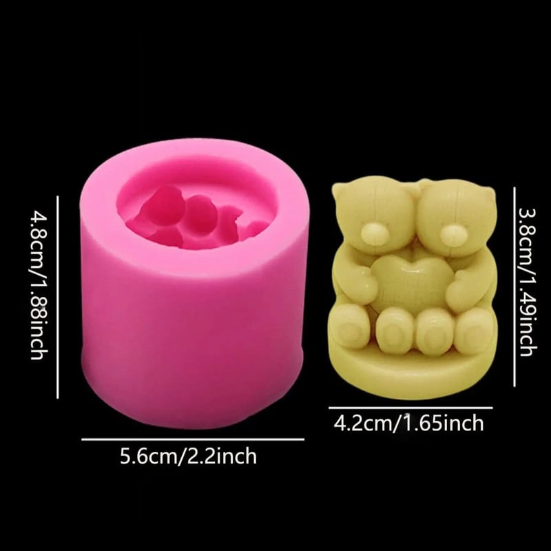 Trojrozmerná silikónová forma na sviečku Love Bear, forma na aromaterapeutické sviečky, forma na výrobu sviečok pre domácich majstrov.