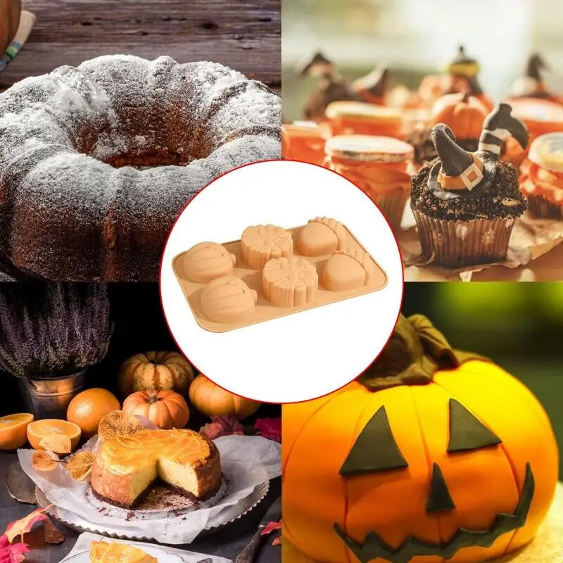 Silikona ķirbju veidne 6 dobuma ķirbju lapu ozola rudens konfekšu veidnes Rudens rudens veidnes šokolādes kūkas ziepju svecei