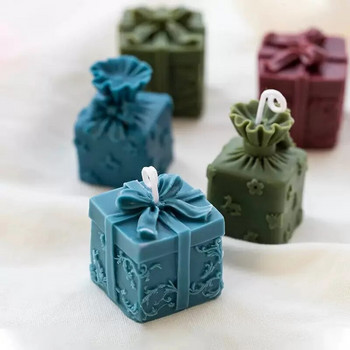 Χριστουγεννιάτικο Κερί Φόρμα σιλικόνης 3D Τρισδιάστατο Φιόγκο Κουτί δώρου Φοντάν Φόρμα σιλικόνης DIY Φόρμα ψησίματος για κέικ σοκολάτας