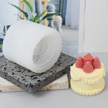 Нова силиконова форма във форма на ягодова торта Направи си сам ароматна свещ Гипсов сапун Смола Занаяти Molud Ръчно изработени инструменти за печене на шоколадов лед