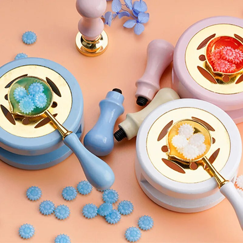 Pecsételő viasz tűzhely tűzfesték edény Retro melegítő barkácsolva olvadó bélyeg boríték pecsét dekor fa nyél kanál kemence makaron kézműves