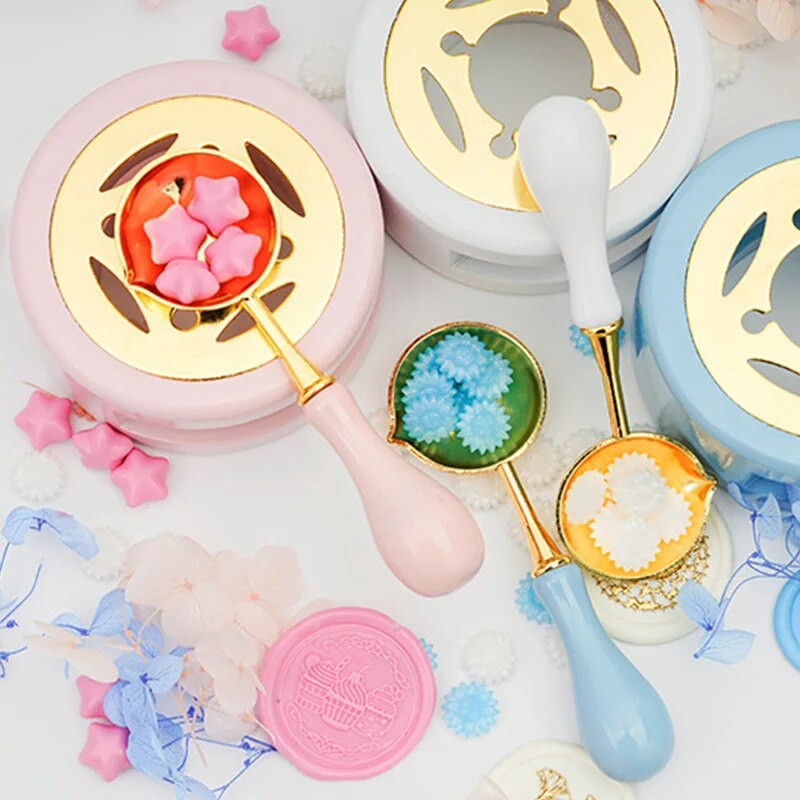 Pecsételő viasz tűzhely tűzfesték edény Retro melegítő barkácsolva olvadó bélyeg boríték pecsét dekor fa nyél kanál kemence makaron kézműves