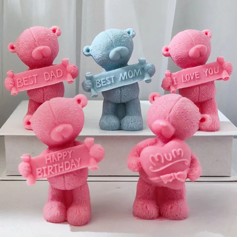 Sauklis Lācis Silikona Sveču Veidne Burts Sirds Dzīvnieku Ziepju Sveķu Apmetums Šokolādes kūkas gatavošana Dekors Mātes Tēva Dienas Dāvanas