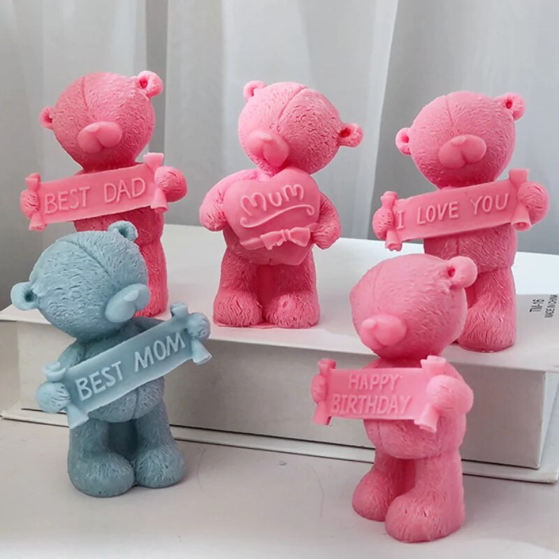 Sauklis Lācis Silikona Sveču Veidne Burts Sirds Dzīvnieku Ziepju Sveķu Apmetums Šokolādes kūkas gatavošana Dekors Mātes Tēva Dienas Dāvanas