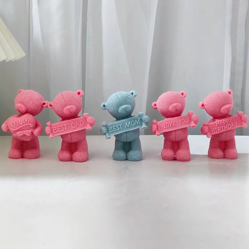 Sauklis Lācis Silikona Sveču Veidne Burts Sirds Dzīvnieku Ziepju Sveķu Apmetums Šokolādes kūkas gatavošana Dekors Mātes Tēva Dienas Dāvanas