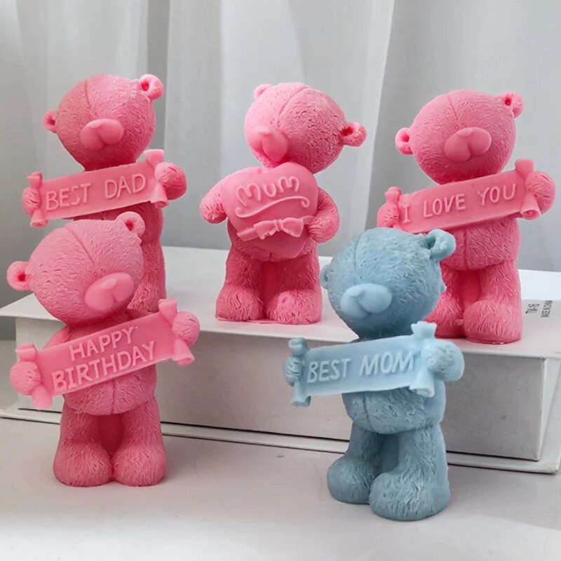 Sauklis Lācis Silikona Sveču Veidne Burts Sirds Dzīvnieku Ziepju Sveķu Apmetums Šokolādes kūkas gatavošana Dekors Mātes Tēva Dienas Dāvanas