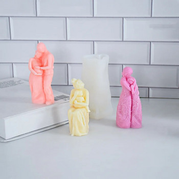 Τρισδιάστατη μαμά Μωρό/Έγκυος/Ζευγάρι Καλούπι σιλικόνης αγκαλιά με κερί DIY Χειροποίητο γύψινο σαπούνι Αρωματικό κερί Καλούπι για γιορτινά δώρο