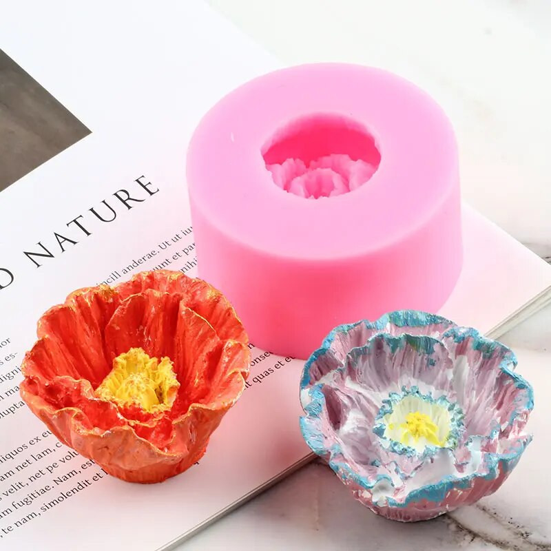 3D rožių žiedų silikono formelės bijūnų tulpių aguonų muilo dervos žvakės formelių formavimo saldainių šokolado želė fondant dekoravimo įrankis