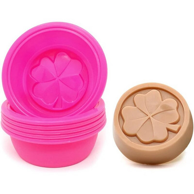 6PCS Silicone Four Leaf Clover Molds Round Multifunctional Handmade Molds Mini Cute Baking Molds DIY Soap Molds
