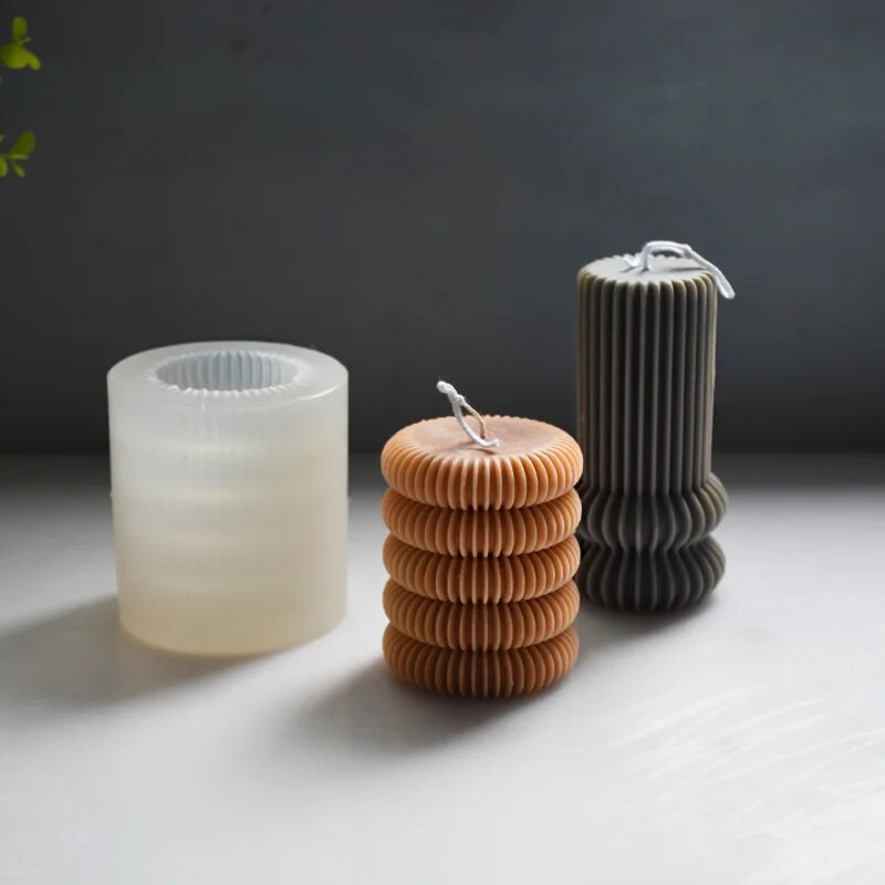 Smulkios dantų juostelės cilindro silikono žvakės formos pasidaryk pats rankų darbo gipso dervos muilo gaminimo reikmenų rinkinys namų dekoro dovana