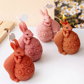 Направи си сам сладък заек Инструмент за правене на свещи Великденско яйце Сапун Кристална силиконова форма Шоколадова торта Декор Живопис на животни Гипсова кукла Подарък