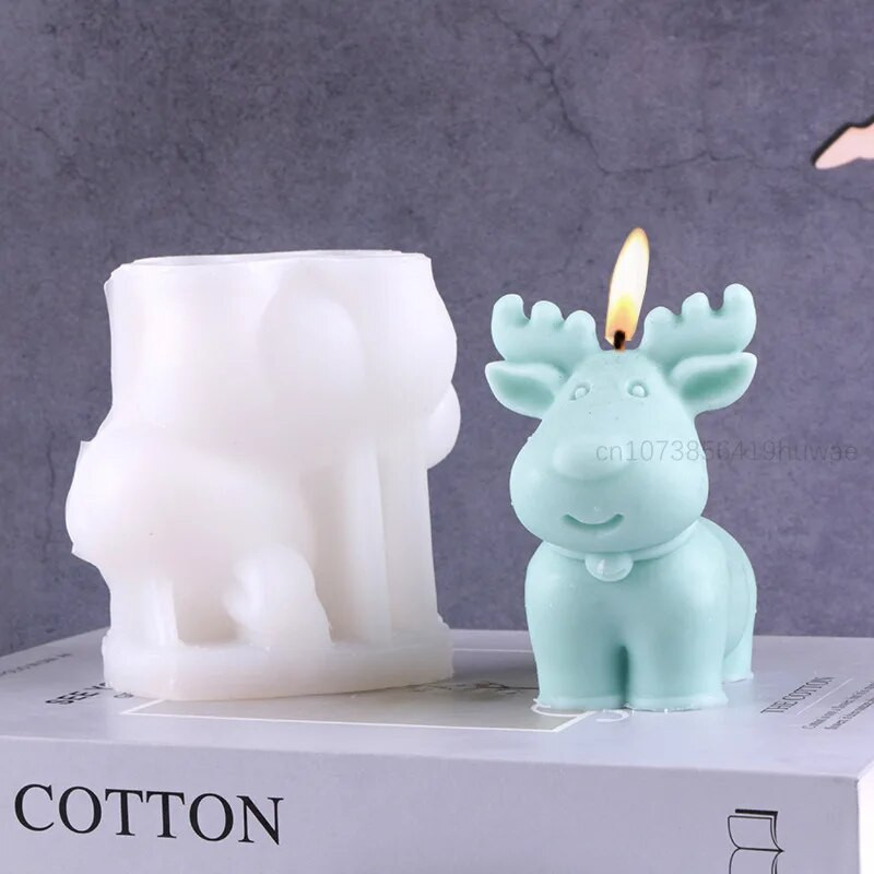 3D Ziemassvētku aļņu aromātiskā sveces silikona veidne DIY Ziemassvētku briežu sveču veidne ģipša ģipša kūka silikona sveces veidne