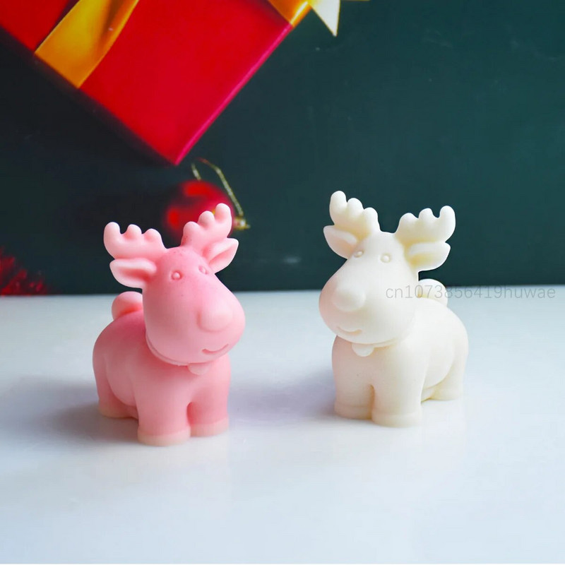 3D Ziemassvētku aļņu aromātiskā sveces silikona veidne DIY Ziemassvētku briežu sveču veidne ģipša ģipša kūka silikona sveces veidne